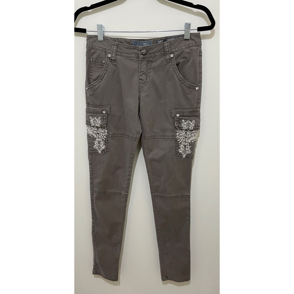 Y2K Miss Me Cargo Pants Embroidery Embelished, Size 27 Skinny